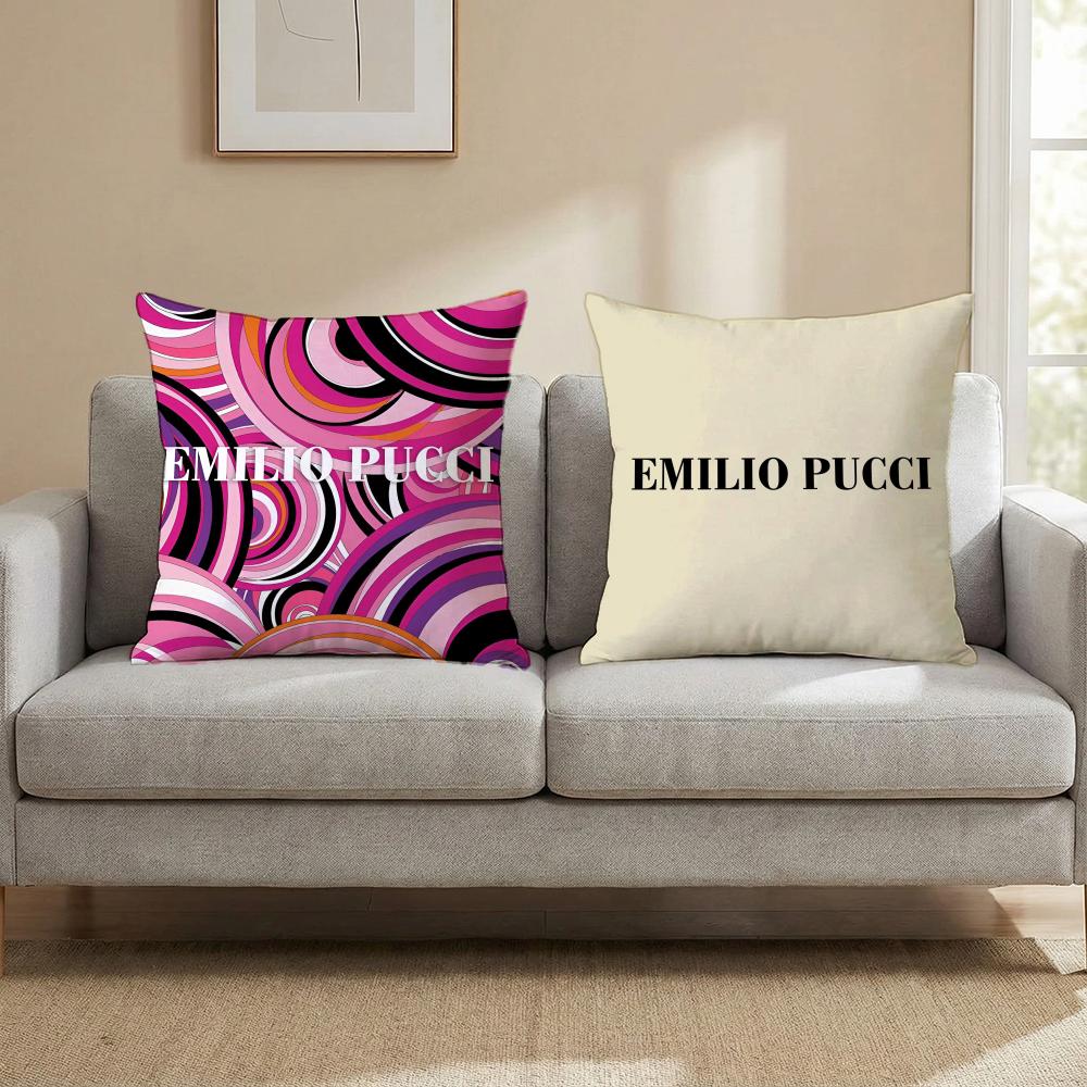 Fashion E-Emilio logo Puccis Cushion Cover Multi-Scene Pillow Cover for Home & Car - Reversible, Soft & Durable for Daily Use