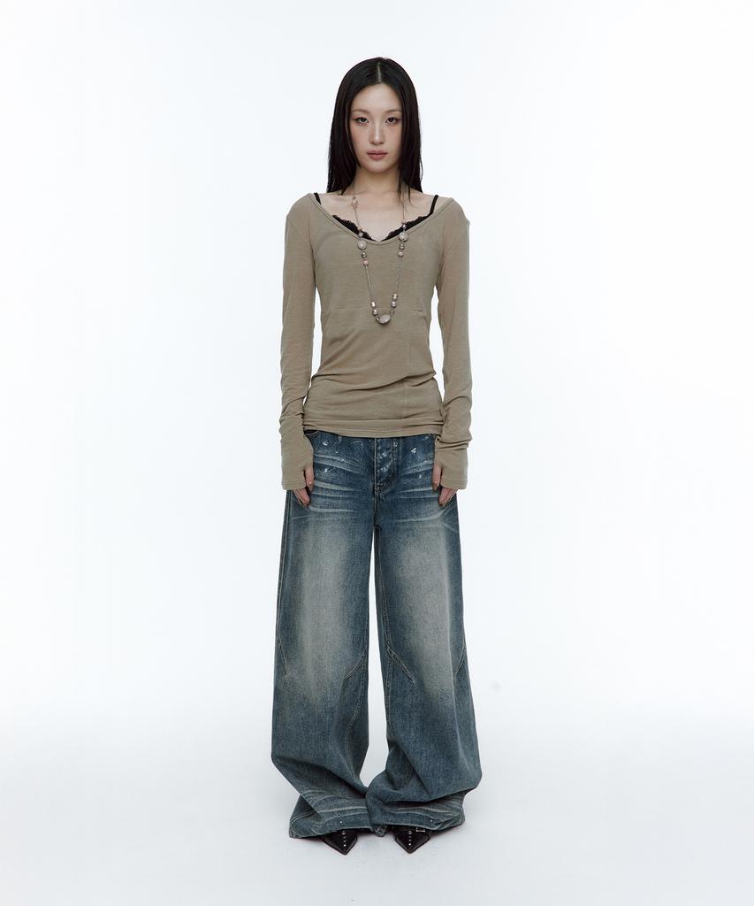 ROUGHNECK Crossline Slim Top Khaki Brown