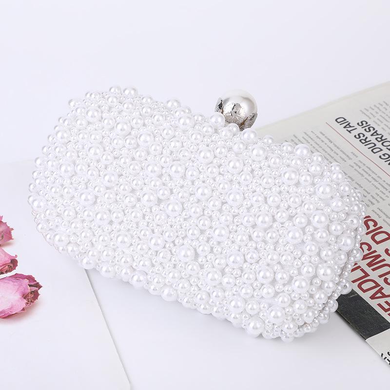 Elegant Pearl Evening Clutch: Soft Surface Women's Shoulder & Crossbody Bag, Perfect for Brides and Special Occasions.