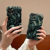 iPhone Case with Wave Bubble Electroplating Design, High-End Protective Cover for iPhone 16/15/14/13/12Pro Max Fashion Street Style Green Phone Case