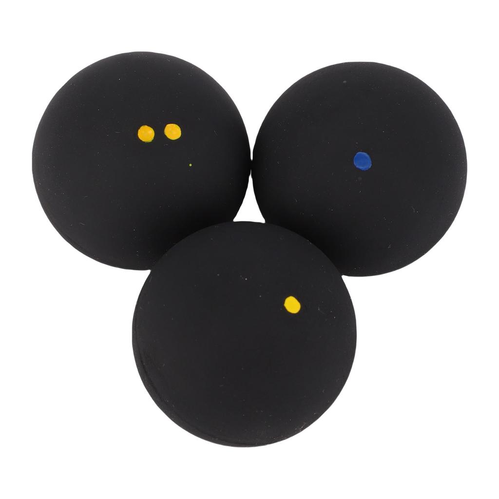 3Pcs Squash Ball Combo Set Single Blue Dot Single Yellow Dot Double Yellow Dot for Professional Training Practice