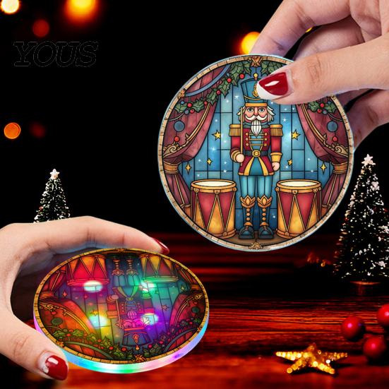 LED Coasters for Drinks Light Up Acrylic Coaster Glowing Drink Cocktail Glasses Cup Mats Luminous Bar Mat, Reusable Home Party Decor Modern