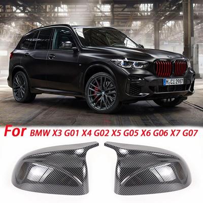 2 Stück glänzend schwarzes Carbon-Muster für die Rückspiegelabdeckungen, Ersatzschale für BMW X3 G01 ix3 X4 G02 X5 G05 X6 G06 X7 G07