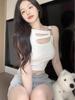 Women's White Hollow-Out Camisole Vest – Sweet & Spicy Summer Sleeveless Top