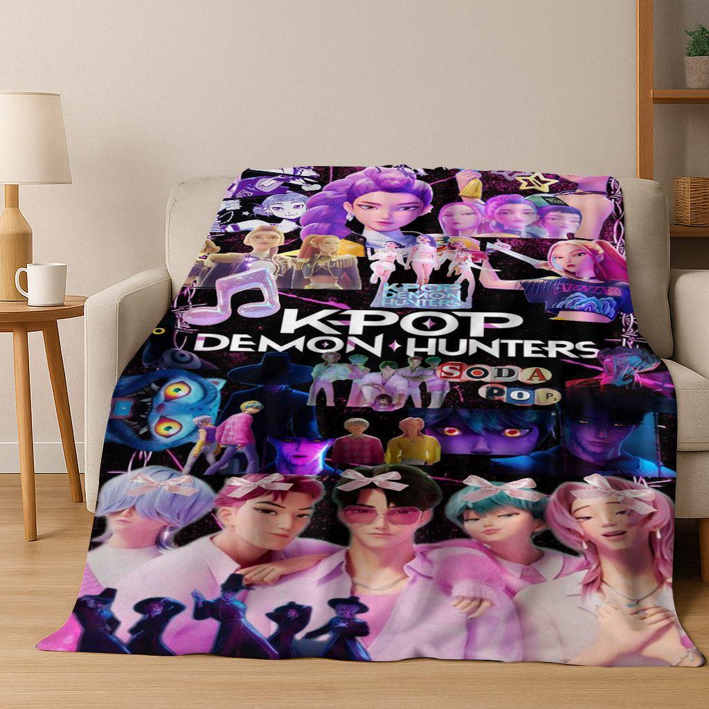 26 Stil Neue KPOP Dämonenjäger Rumi Mira Zoey Cartoon Flanell Decke, Gemütliche Weiche Überwurfdecke für Zuhause Schlafzimmer Bett Sofa Abdeckung