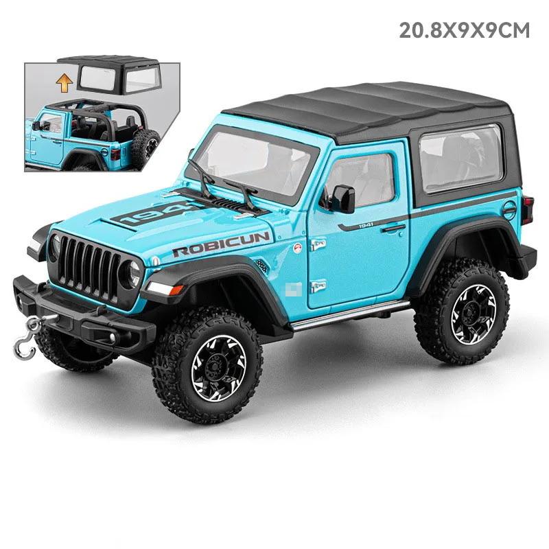 1:24 Wrangler Rubicon Mitsubishi Delica Diecast Models Toys Alloy Car Doors Opened Rubber Tire Pull Back Decorative Collectibles