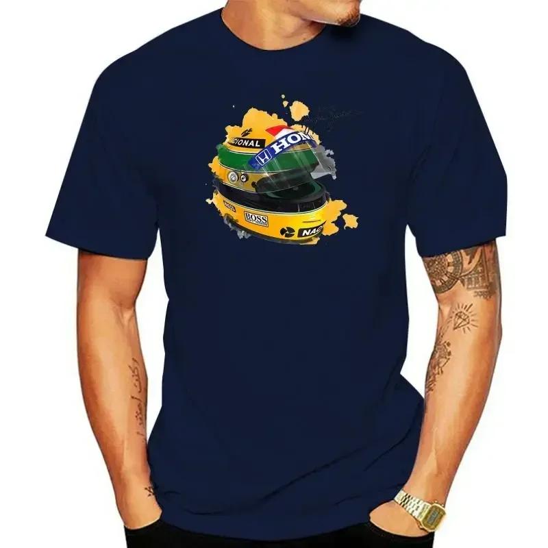 Signatur Mann Ayrton Senna Helm T-Shirt Tops 1 Rennwagen Aquarell harajuku Männer 100% Baumwolle Kurzarm T-Shirt übergroß
