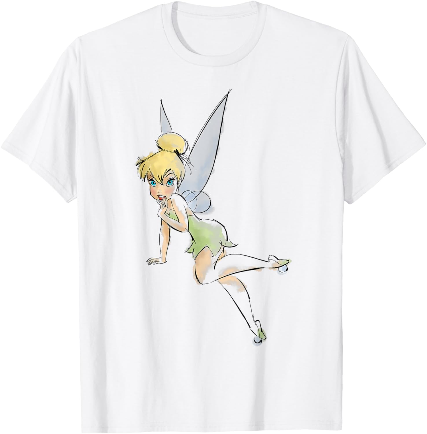 Fashion Casual Disney Peter Pan Tinker Bell Watercolor Portrait T-Shirt S-4XL Summer M