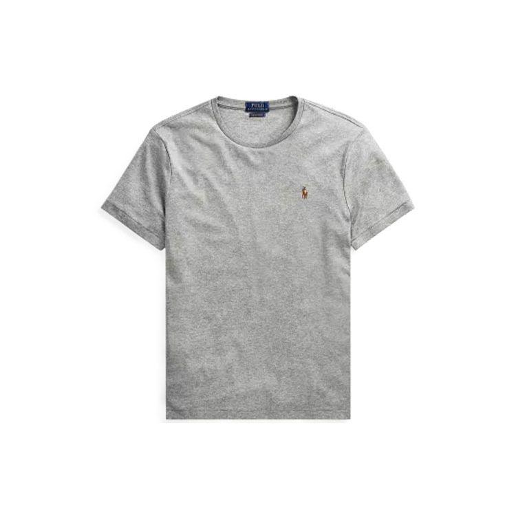 

Polo Ralph Lauren FW22 Однотонная футболка с вышивкой логотипа, с коротким рукавом, с круглым вырезом, мужская, топы, серый MNPOTSH1N820102-020 S