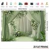 2D Soft Green & White Drape Backdrop with Flowers Photo Background