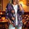 Women's Casual Long Sleeve Jacket with Halloween Print for Fall Parties