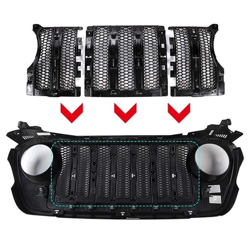 A03E-For Jeep Wrangler JL JT Gladiator 2018-2024 Front Grill Grille Mesh Erts Cover Ect Net Guard Accessories Parts