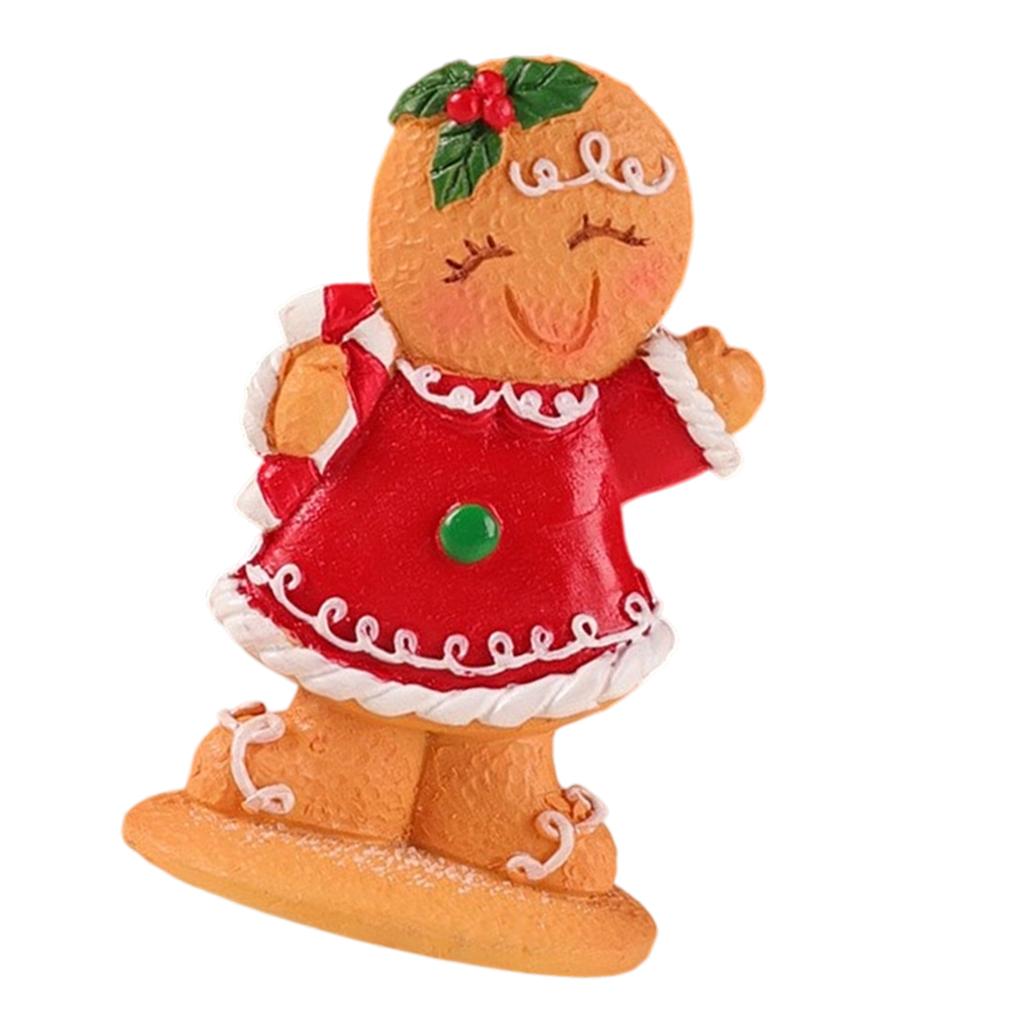 Gingerbread Man Resin Ornament Christmas Figurine Decoration For Tabletop Shelf Display Holiday Party Centerpieces