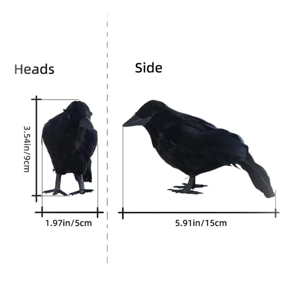 Halloween Artificial Raven Crow Realistic Black Feathered Crows Multifunctional Festive Atmosphere Lifelike for Garden Balcony
