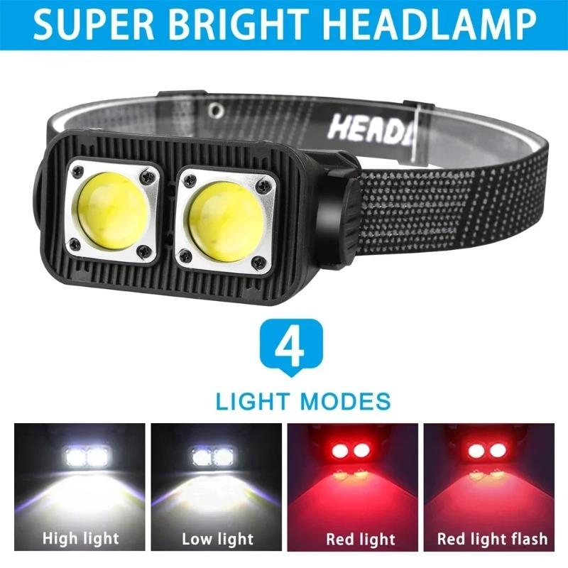 Super Bright Mini COB Headlamp Type-C Charging Headlights 300LM 18650 Head Torch Camping Emergency Portable Waterproof Lantern