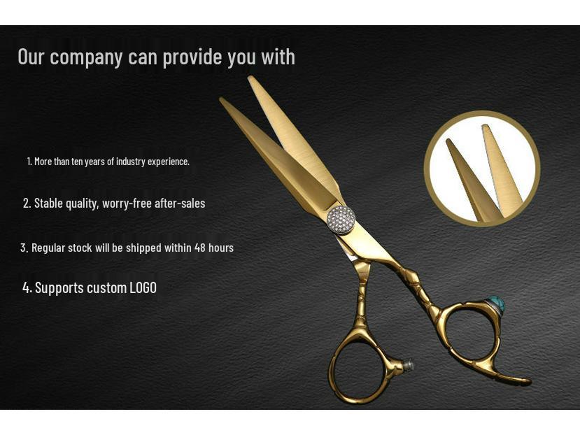 6.0" Golden Hairdressing Scissors Set: Ring Scissors with Diamond Screw