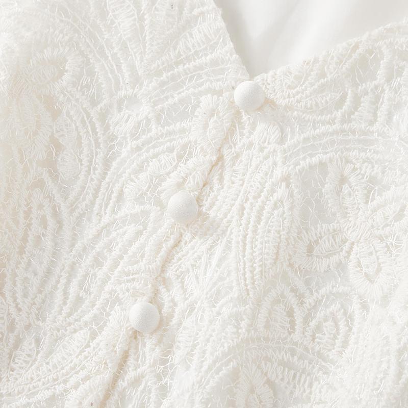 Xiangying Women's French Style Lace V-Neck Crochet Dress