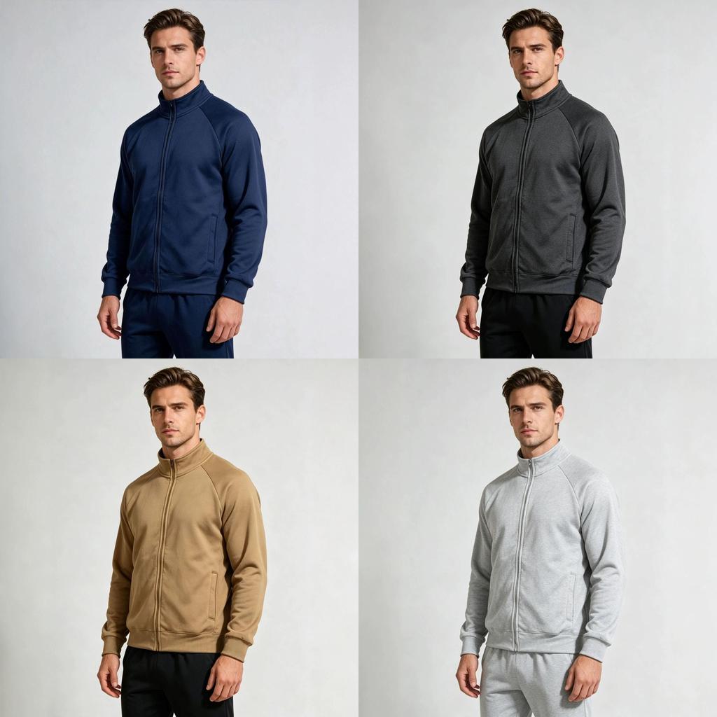 Mens Spring Hoodie With Stand Collar And Zipper Closure For Casual Athletic Wear