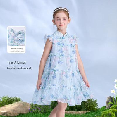 Disney Girls' Floral Flutter Sleeve Summer Dress