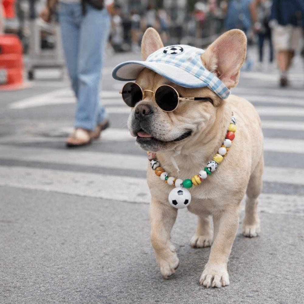 Adjustable Dog Sunshade Hat Breathable Pet Sunglasses Set Pet Soccer Hat  Beach Vacation