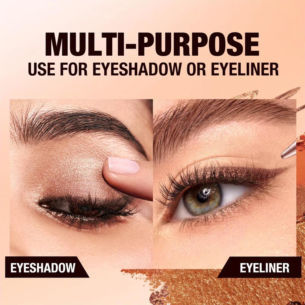 2 IN 1 Bullet Pearlescent Eye Shadow Pen Pointed Eyeliner Stick Caramel Brown Black Eyeshadow Makeup Silky Smooth Waterproof Lasting Eyeshadow