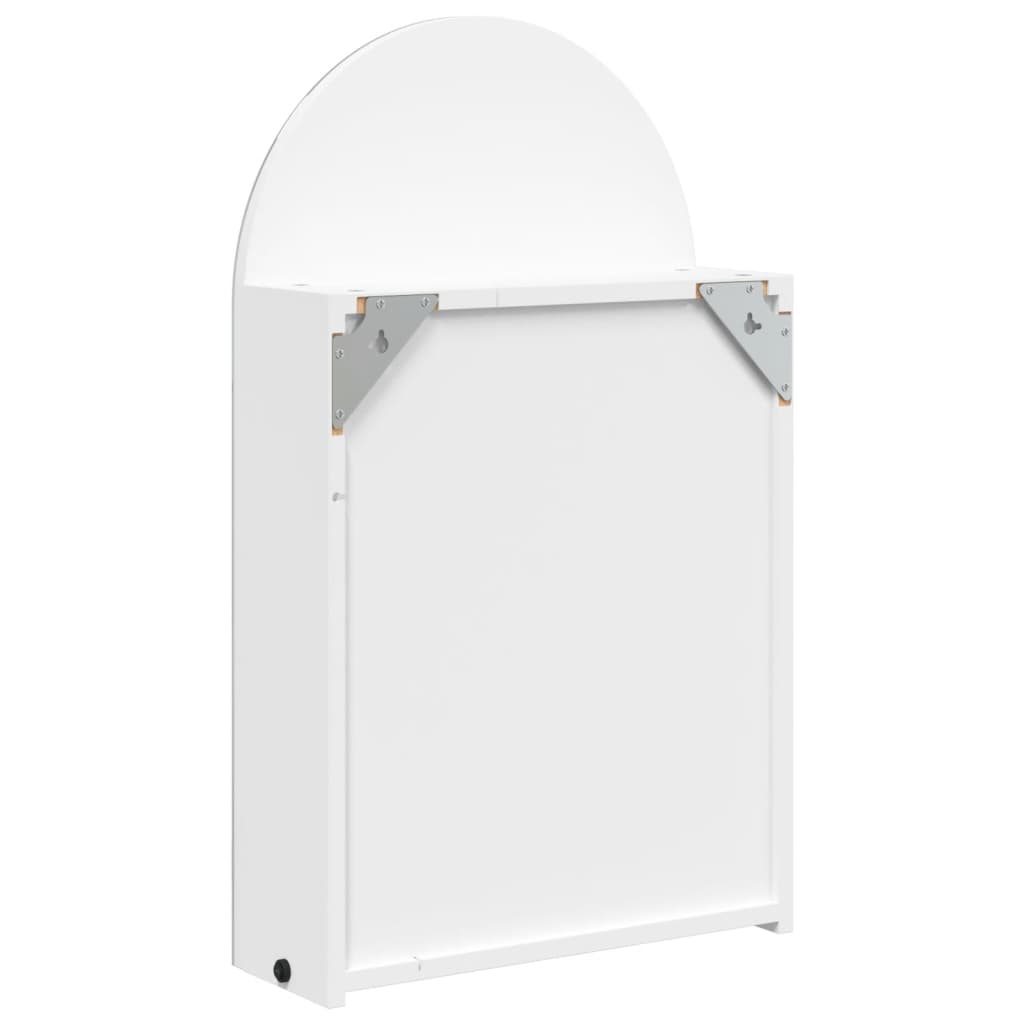 LED Lighted Curved Mirror Cabinet White 42 x 13 x 70 cm