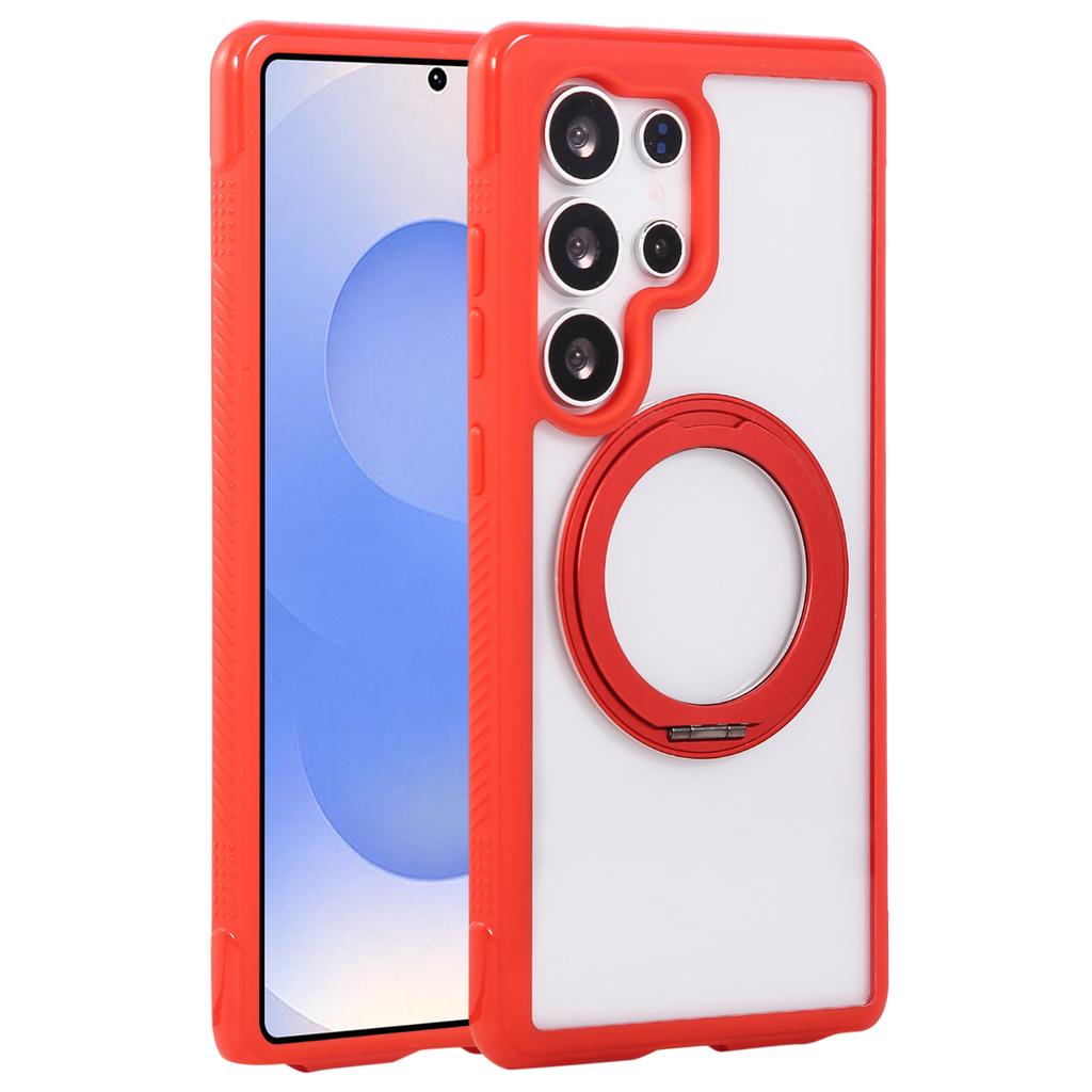 For Samsung Galaxy S25 Ultra Magnetic Case Stress Relief Kickstand TPU+PC Transparent Phone Cover with Wrist Strap