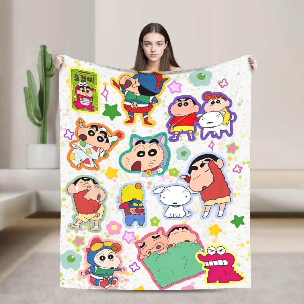 Crayon Shin chan Cartoon Decke Flanell Frühling Herbst Multifunktion Super Weich Überwurfdecken für Sofa Auto Bettwäsche Überwürfe