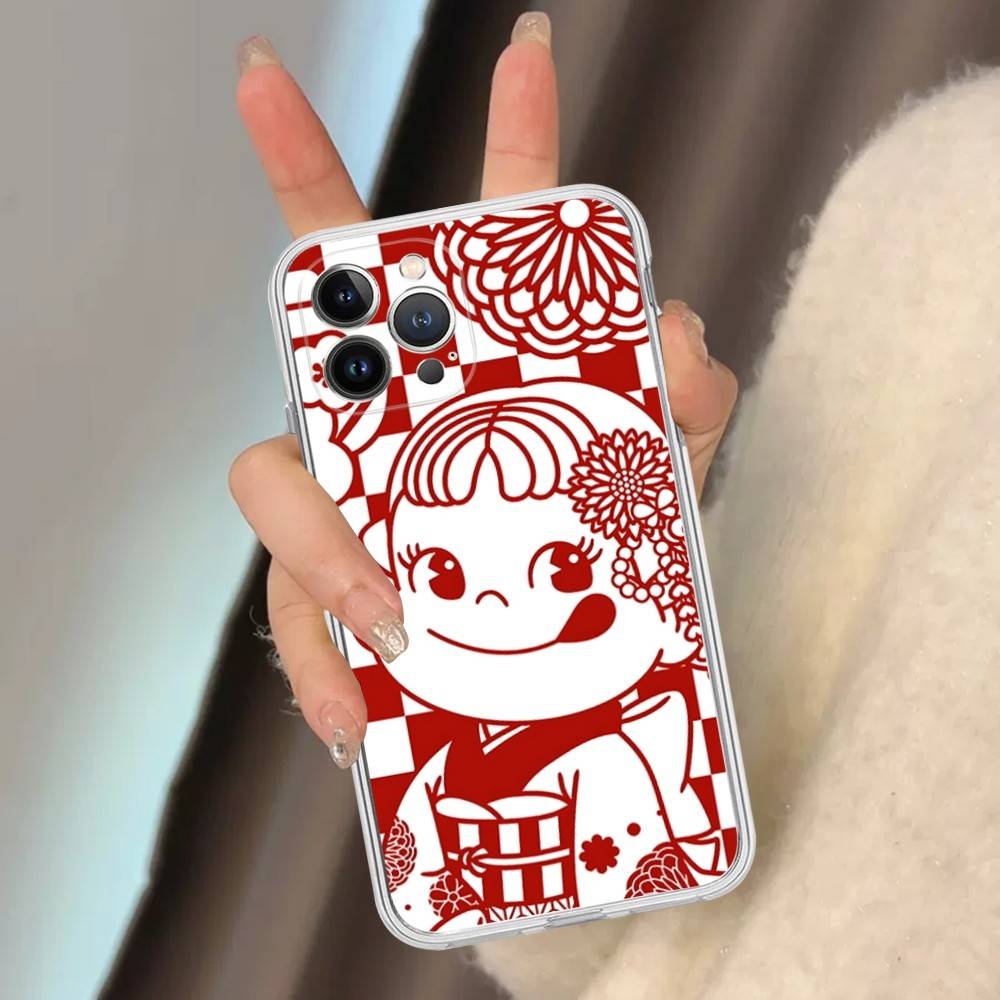 Cartoon Cute M-milky P-pekochan Transparent Phone Case For IPhone 16 15 14 13 12 11 Pro Max Plus Soft Cover