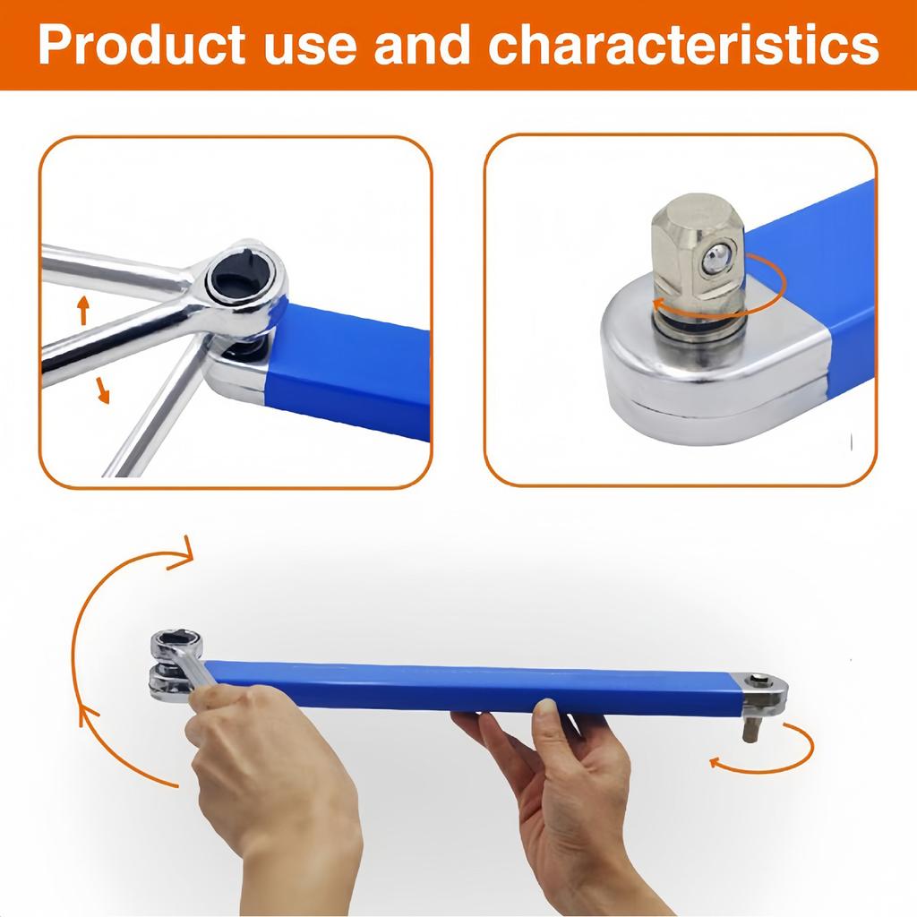 15-inch Extension Wrench 3/8" Offset Impact-Ready Socket Wrench Tool Versatile Square Drive Adapters Extension Ratchet Wrench