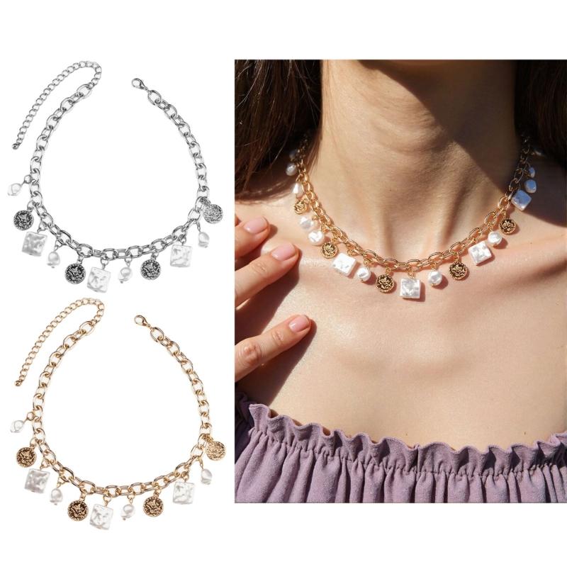 Modische Halskette Geometrische Anhänger Halskette Stilvolle Unregelmäßige Halskette Legierung Textur Geeignet für Modeliebhaber