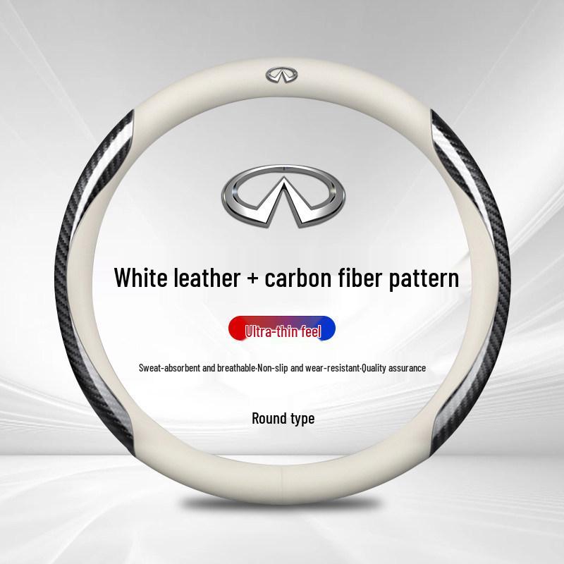 Premium Genuine Leather Steering Wheel Cover for Infiniti Models: QX50, QX60, 80, Q70L, Q50L, FX3, G25.