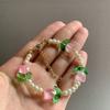 Neues Mode Süßes Tulpenblumen Halskette Armband Set Für Frauen Elegante Perlen Schlüsselbein Kette Halskette Party Schmuck Geschenk