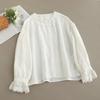 French Lace Patchwork Long Sleeve Doll Collar Linen Shirt