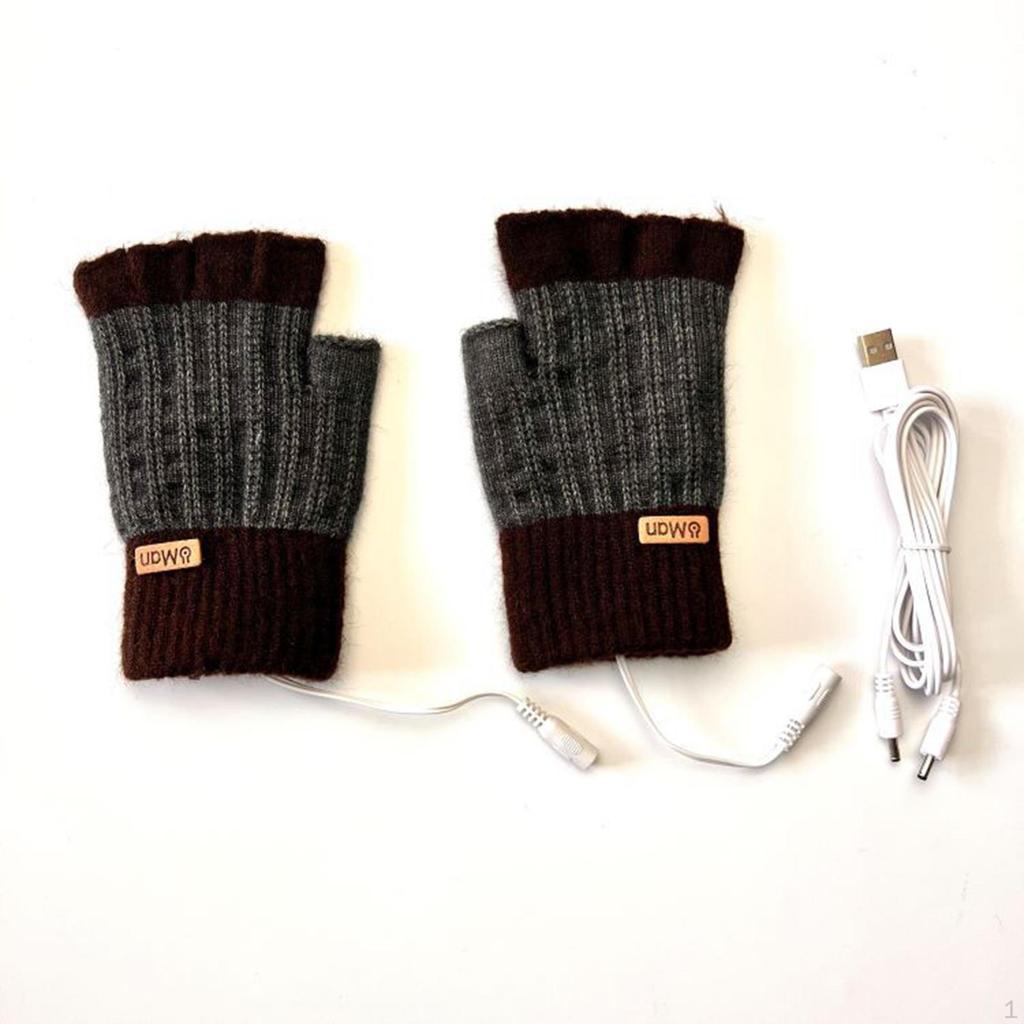USB Heated Gloves Cold Weather Fingerless for Gaming Computer Work Typing Laptop