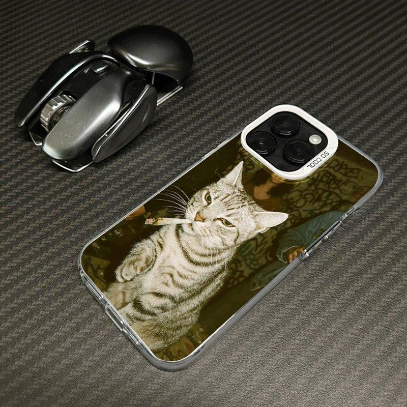 Smoking Cats Phone Case For iPhone 11 12 13 14 15 16 17 Pro Max XS X XR 7 8 Plus 16E 17 Air 13 12 Mini Shockproof Hard PC Cover