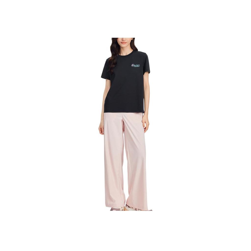 Skechers Godri Fashion Versatile Moisture-Wicking Quick-Dry Cool Breathable Short Sleeve T-Shirt Women tops Carbon-Black L225W183-0018