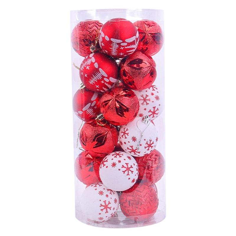 24Pcs Hand Painted Christmas Sphere Ornament Christmas Hand Painted Sphere Ornament Handmade Festival Tree Decorations