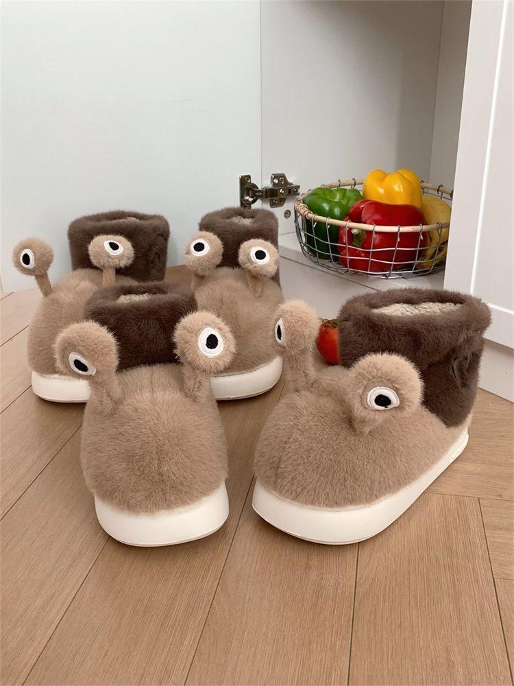 Fashion New novelty fuzzy snail bootie slippers women's fluffy home warm stuffed plush shoes unisex pull on boot slipper woman room shoe