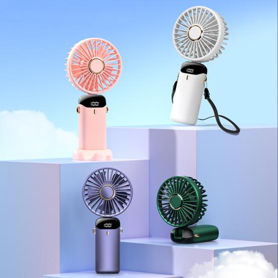3000mAh Practical Real-time Display Mini Fan LED Lightweight Cooling