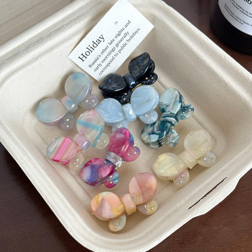 Trendy Rhinestone-encrusted Butterfly Duckbill Hair Clip In Dreamy Blue And Purple Color For Women