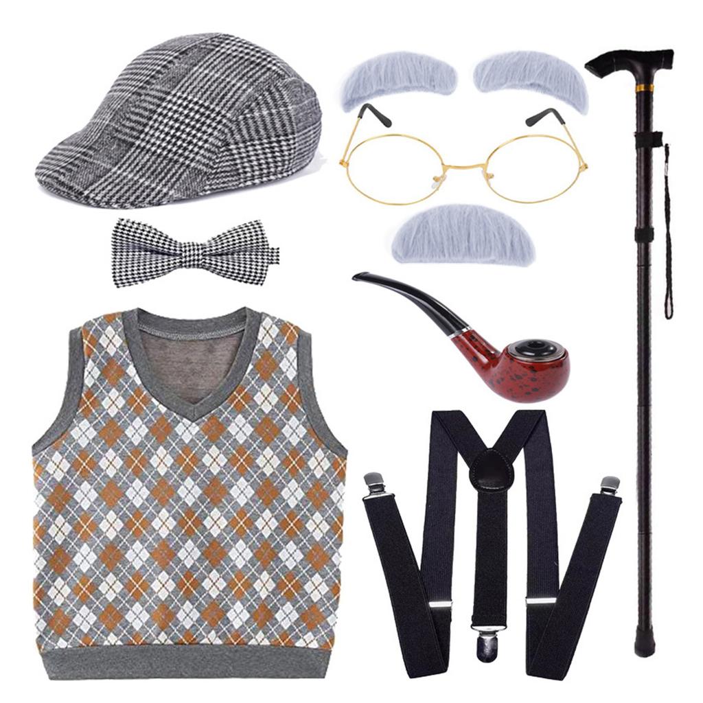 Grandpa Costume Set Old Man Costume Outfit Kids 100 Days of School Costume Set