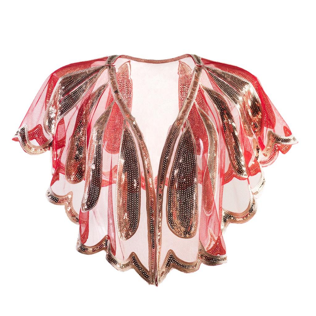 Vintage 1920er Damen Schal Perlen Pailletten Abend Cape Bolero Flapper Überwurf Für Party Und Hochzeit