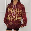 Women's Fashion Sweatshirt Christmas Print Casual Hooded Sweatshirt With Pockets