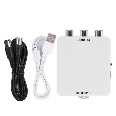 AV zu RF Mini Video Konverter Box Treiberfreier Adapter TV Signal Umschalter 67,25 MHz 61,25 MHz