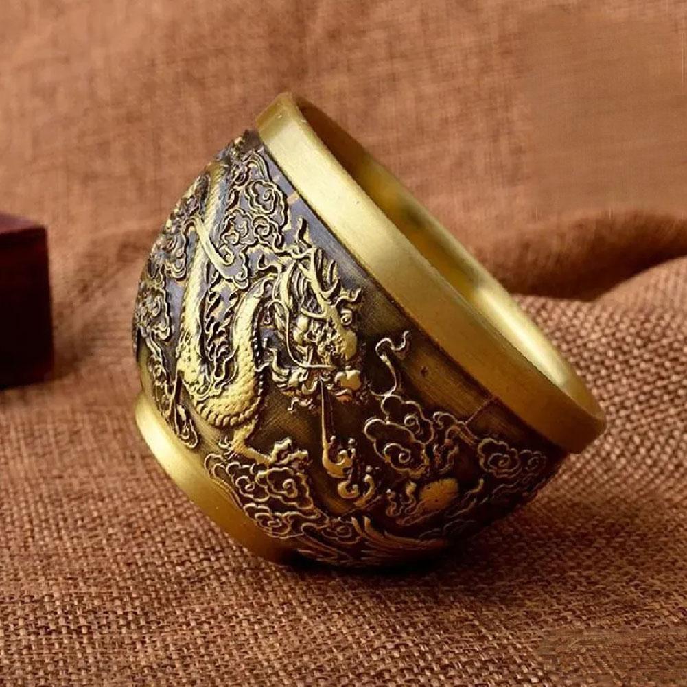 Vintage Retro Dragon Phoenix Cup And Baifu Cup Creative Millet Cylinder Office Desktop Decoration Metal Artifact Gifts