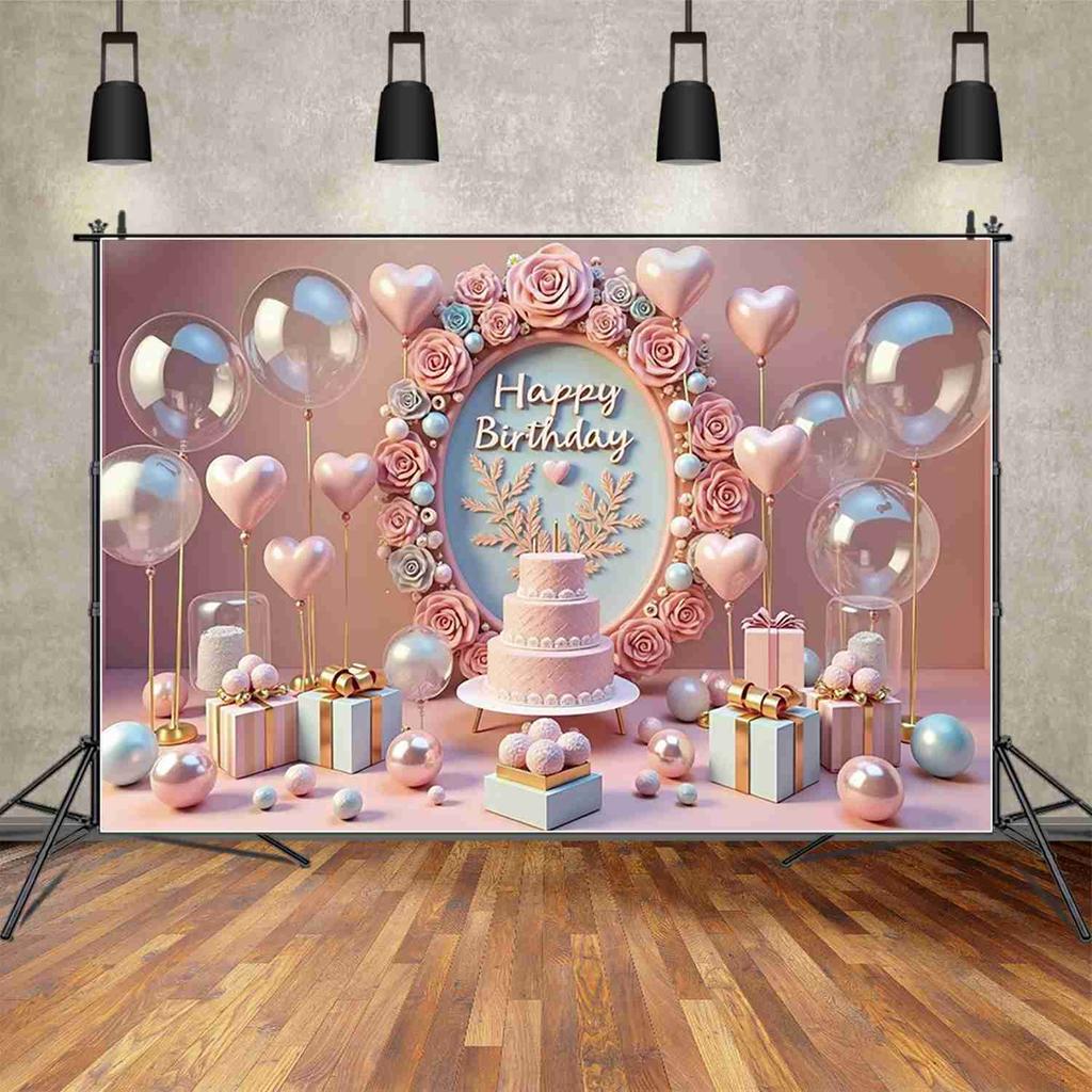 Fundal Decorațiune Petrecere de Ziua de Naștere   Fundal cu Model de Trandafiri   Fundal Foto
