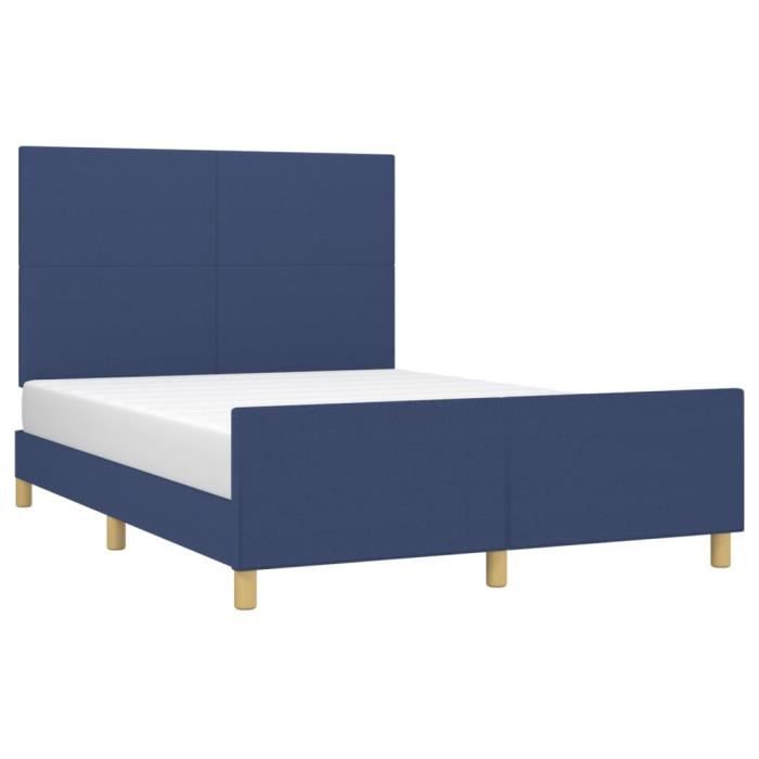 VidaXL Cadre de lit avec tête de lit Bleu 140x190 cm Tissu 3124893
