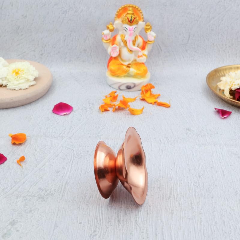 DOKCHAN Kupfer Diya Ständer | Akhand Diya | Öllampe für tägliche Puja & andere religiöse Rituale und Zuhause, Büro & Tempel Festliche Geschenke | Heimdeko