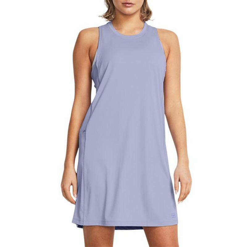 Under Armour Fish Pro Soft Comfortable Breathable Solid Color Fitted Midi Sleeveless Dress Women Dresses Light-Blue Purple 1386054-539